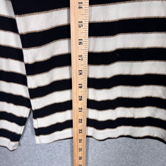 Talbots Shirt Large Cream Gold Metallic Pima Cotton Basic Layer Yacht Sailor - Picture 6 of 9